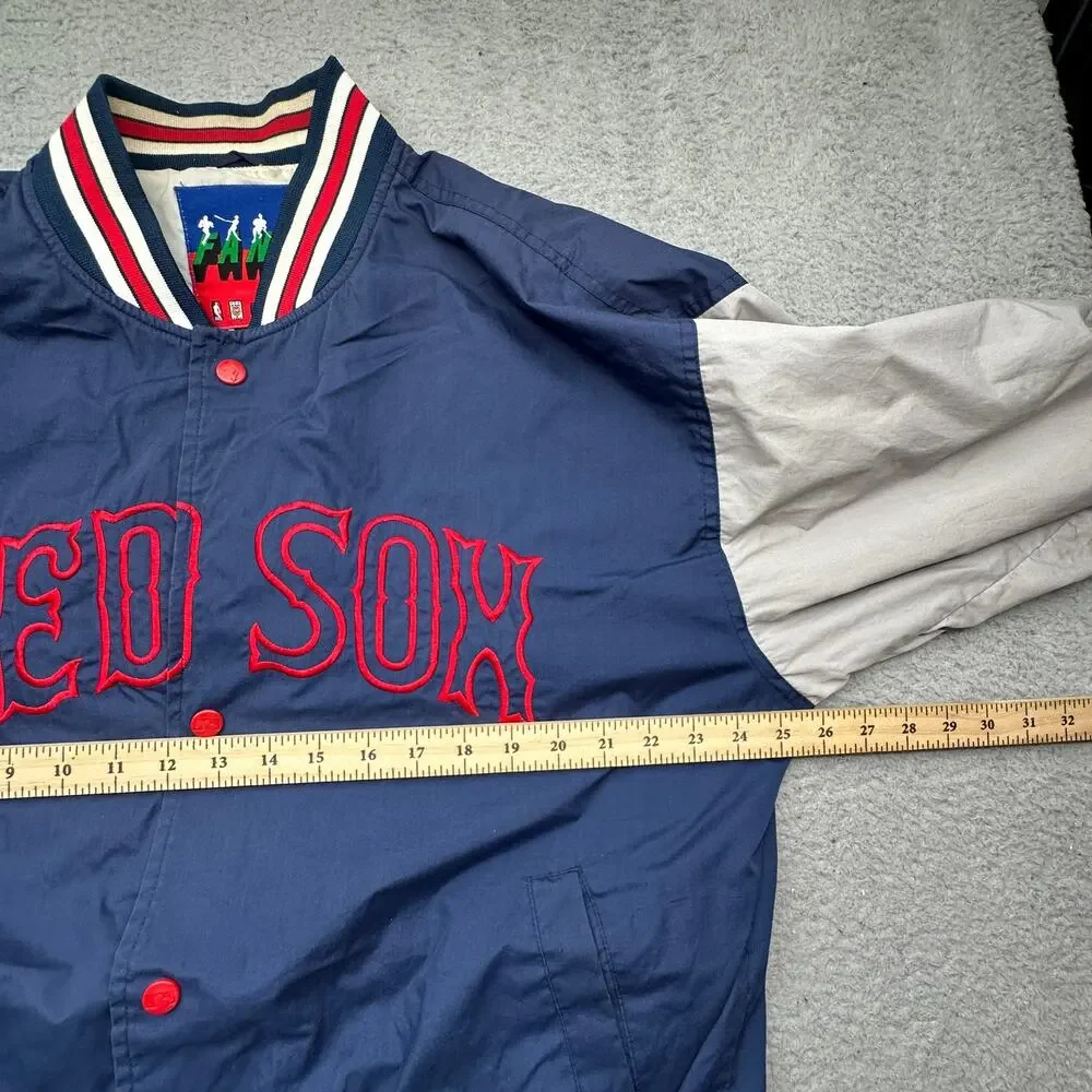 Vintage 90s Boston Red Fans Gear Sox Snap Bomber Jacket Mens Large Navy Gray